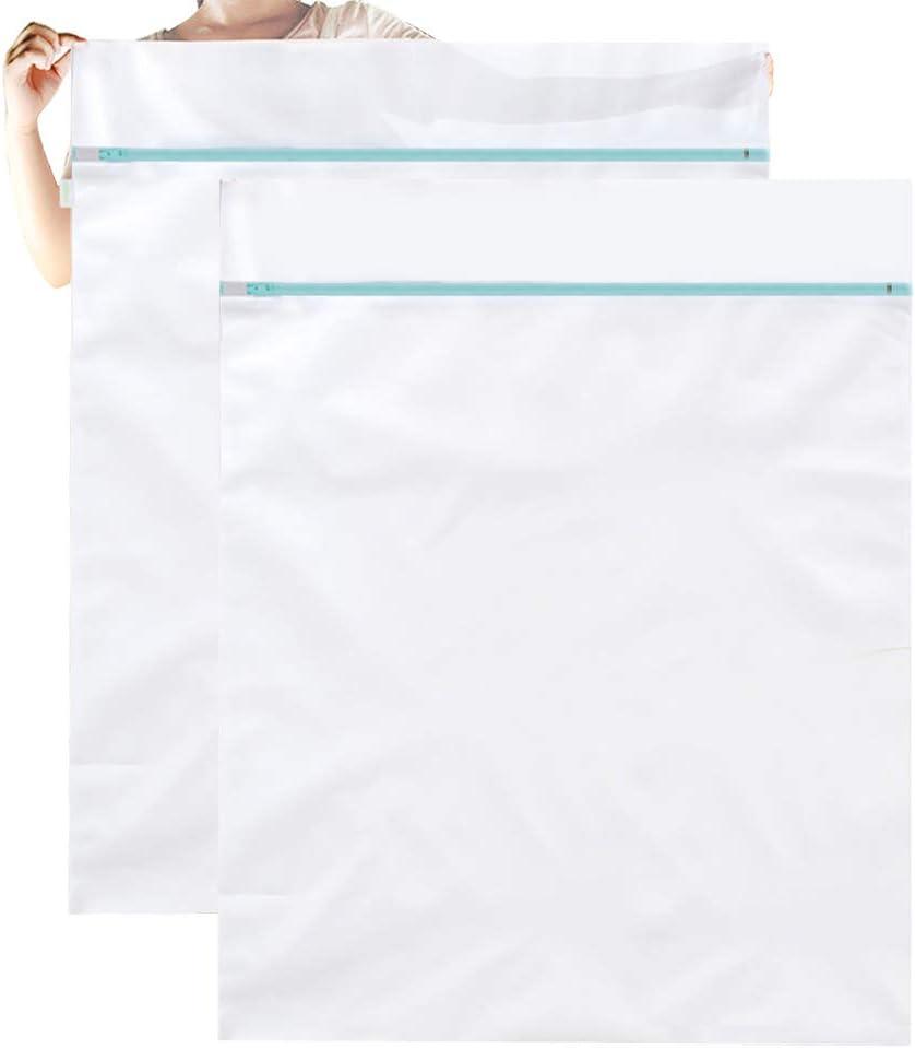 OTraki Large Washing Machine Bag 2 Pack 43 x 35in XL Mesh Laundry Bags 2 Pack Heavy Duty Zipper Big Dryer Wash Net for Delicates Bedding Blanket Pet Bed Camp Travel Dorm Jumbo Netted Organizer White (35 x 43 inch)