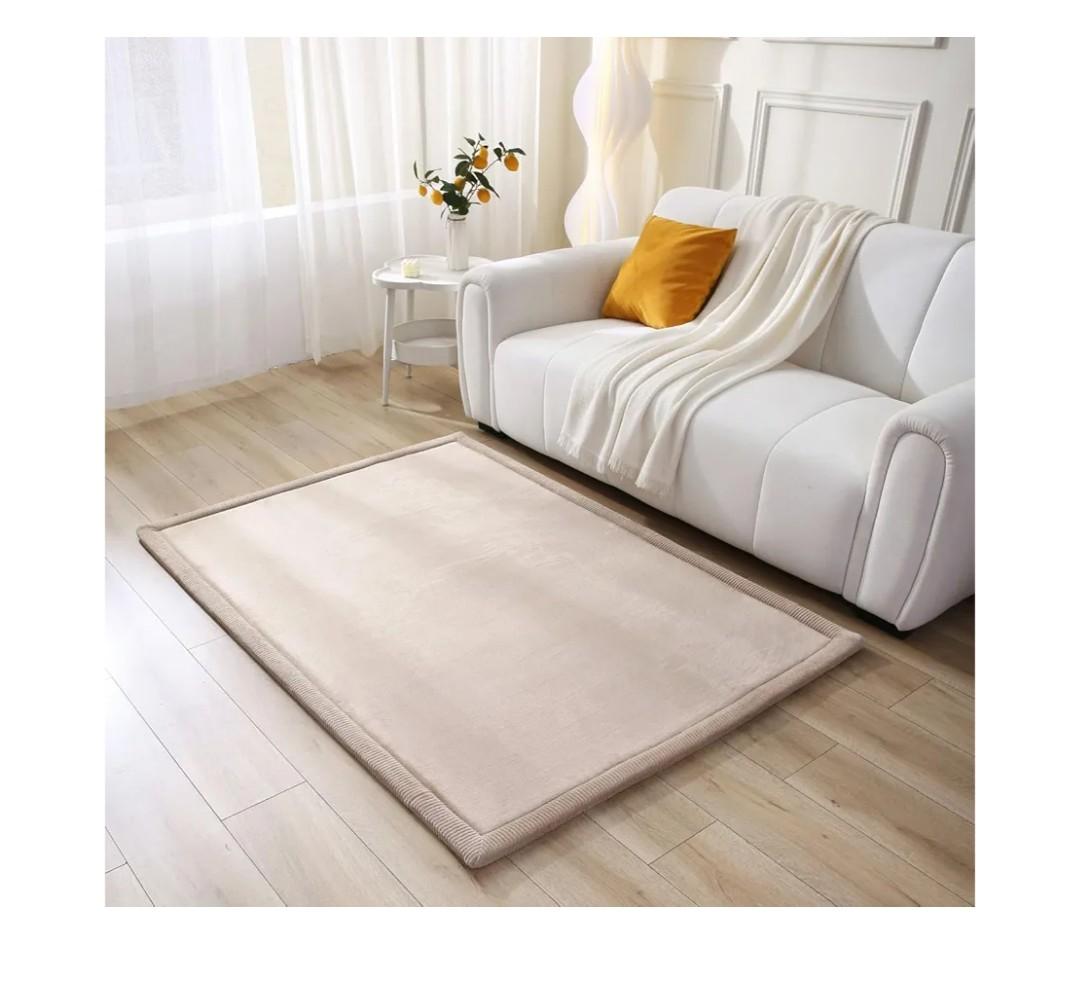 Hakuna Matte CloudSoft Baby Play Mat for Floor 47" x 67" Beige – Coral Velvet Memory Foam Rug for Crawling & Cozy Play – Non-Slip, Water-Resistant, Easy-CareTummy Time Mat, Playmat for Playpen