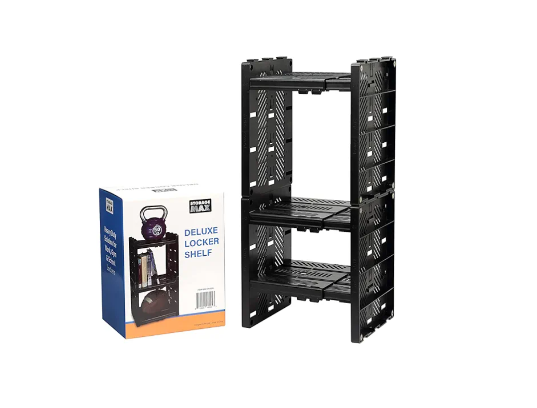 Deluxe School Locker Organizer with 3 Adjustable Shelves - Fits Lockers from 8.75" and 12.5" Wide