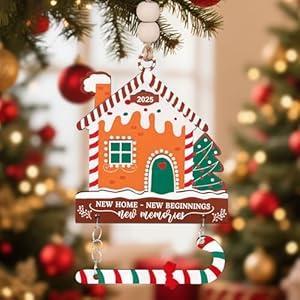 House Warming Gifts New Home, Wood New Home Ornament 2025 New H ome Gift Ideas First Home Christmas Ornament 2025 Gingerbread House Gingerbread Christmas Decorations Housewarming Gifts