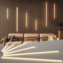 LED Recessed Lighting Kit for Wall Panels - GloryAir 6pcs Adhesive Wall Strip Lights for Interior Wall Decor, 3000K Touchable Switch Lamp for Wood Slat, Wall Accent Acoustic Panels, Kitchen Home stair (16"+24"+40" X 2, White)