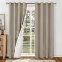 YoungsTex Taupe Linen 100% Blackout Curtains for Bedroom 80 Inches Long, Tan Thermal Insulated Drapes with Grommet Room Darkening for Living Room, 2 Panels, 52 X 80 Inch