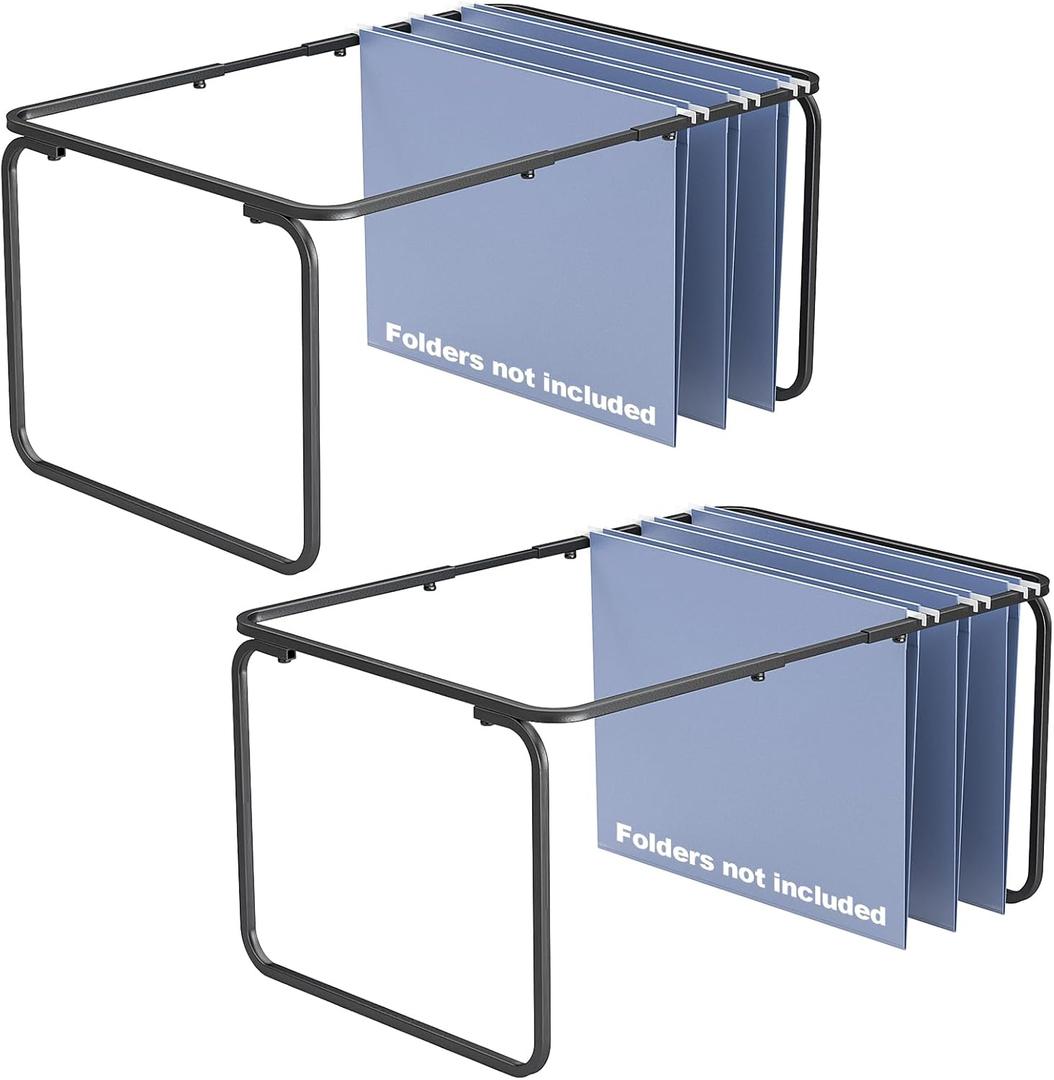 2 Set Hanging File Folder Frame,Legal/Letter Size,Adjustable Length 16-25 inches,12.598W 9.45" H, Hanging Folders Holder for Desktop Organizer and Metal Rail in Filing Cabinet Drawer