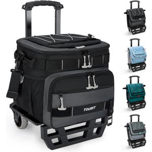 TOURIT Collapsible Cooler with Wheels, Insulated Rolling Cooler with All-Terrain Cart, Waterproof Soft Sided Cooler Bag for Beach, Picnic, Camping, Shopping, Travel