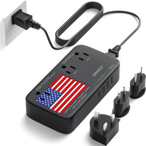 DOACE Voltage Converter US to Europe, 350W Converter for European Travel for Curling Iron and Hair Straighteners, 220V to 110V Converter Plug Adapter with 2 USB A & 2 USB C Ports
