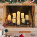 Candelabra Fireplace Candle Holder: Black Metal Pillar Candle Holders for Inside Fireplace Mantle Decor Floor Candelabras Table Centerpiece (Medium)