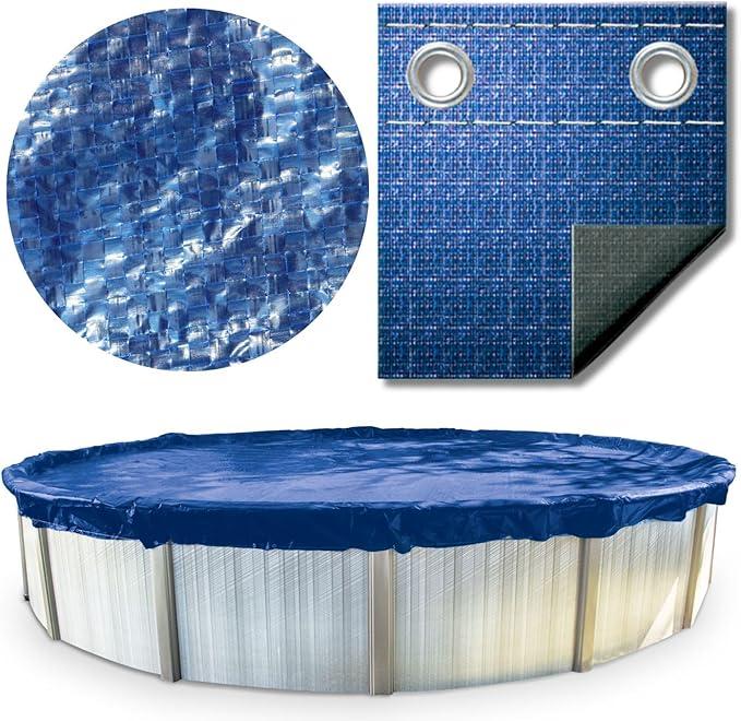 SWIMLINE HYDROTOOLS Supreme Guard Heavy Duty Winter Pool Cover for Above Ground Swimming Pools | for 8 X 12 FT Oval Pools | 11 X 15 FT Cover Size | Green/Black | Winch & Cable Included | PCO121115