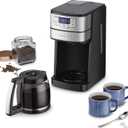 Cuisinart Automatic Grind & Brew 12-Cup Coffee Maker with Blade Grinder, Programmable Coffee Machine Glass Carafe with 1-4 Cup Setting, Brew Pause, Grind-Off Option, DGB-400NAS, Black/Stainless Steel