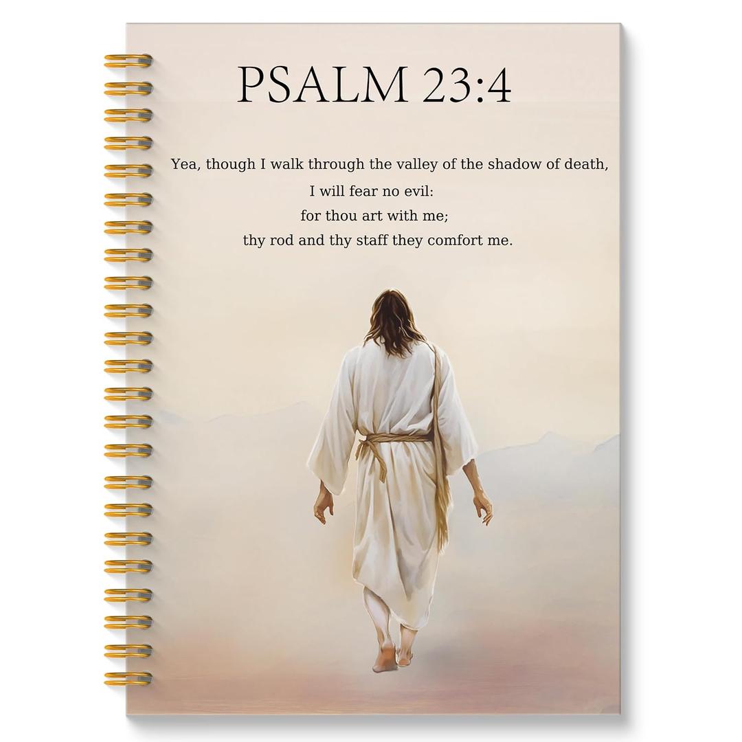 ROXMART Psalm 23 Christian Bible Spiral Notebook, Jesus Journal, Prayer Journal for Woman Men, Religious Scripture Church Notes Notebook, 5.5x8.3 Inch
