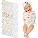 6 Pcs Newborn Snuggle Strap Adjustable Arms Swaddle Band Baby Belly Band Arms Safe Swaddle Sleep Wrap Blanket for Newborn Infant Boy Girls (Flower and Animal Style)