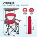ALPHA CAMP Heavy Duty Canopy Camping Chairs with Adjustable Sunshade,2PC