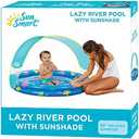 SunSmart Lazy River Kiddie Pool with Two Toy Duckies, Inflatable Kids Pool with Removable UPF50 Sunshade Canopy, Heavy Duty Toddlers Pool