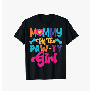 Mommy Of The Birthday Girl Dog Paw Family Matching Party T-Shirt, L