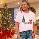 Womens Christmas Shirts Just A Girl Who Loves Christmas T-Shirt Xmas Tree Tee Tops M, Pink