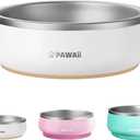 Pawaii Small Dog Bowls, 12 oz. Food Water Bowl Designed for Puppies and Cats with Non-Slip Rubber Base, Upgraded Metal Insulated, Double Stainless Steel Bowls (Cream White)