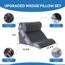 Ahpmeoa 3PCS Wedge Pillow Set for After Surgery, Back Pillow for Bed Sitting up, 10-in-1 Foam Wedge Pillow for Acid Reflux & Back Pain Relief, Post Surgery Pillow for GERD & Snoring, Plush Grey