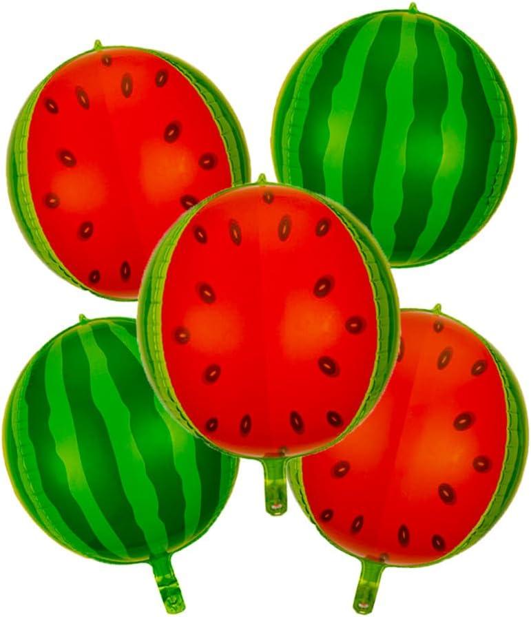 5pc Watermelon Fruit Balloons - Foil Balloons for Summer, Hawaiian & Fruit Themed Parties