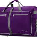 Gonex 40L 60L 80L 100L 150L Large Foldable Travel Duffle Bag with Shoes Compartment, Packable Lightweight Water Repellent Duffel Bag for Camping Gym Weekender Bag (Purple)