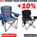 Oversized Camping Chairs for Adults - Heavy Duty Padded Outdoor Folding Lawn XL Camp Chair with Cup Holder Cooler Pockets for Tailgate Sports Beach Fishing Garden Portable Supports 500LBS, X-Large