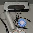 Vacuum Sealer Machine with UV-C Light, Includes Mason Jar Sealer Kit and 2 Bag Rolls, Digital Display & Built-in Cutter, Fully Automatic Dry & Moist Modes, Compact for Food Storage and Sous Vide (Silver)