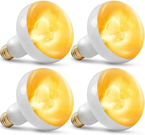 CALPALMY 4-Pack 150W Reptile Heat Lamp Bulb, UVA Daylight Basking Light for Reptiles, Bearded Dragon, Lizard, Turtle, Snake, Tortoise, Chicken – Flat Bottom Design, Long Lifespan, 120V E26 Base