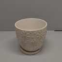 6.9 Inch Plant Pot with Drainage Hole and Saucer Ceramic Planter for Indoor Plant Flower Pot for Orchid Succulents Plants White