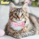 6 Pcs Easter's Day Cat Collars with Bell Bow Tie Bandana Breakaway with Bow and Bells Adjustable Safety Cat Collars for Kitten (Yellow)