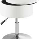 Vanity Chair for Makeup Room Vanity Stool for Makeup Room Round Velvet Ottoman Tufted Makeup Chair Vanity Stools for Bathroom Height Adjustable (White With Storage)