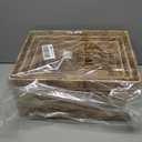 Storage Baskets,Woven Natural Water hyacinth Box with Handle,Kingwillow.(Set of 3)