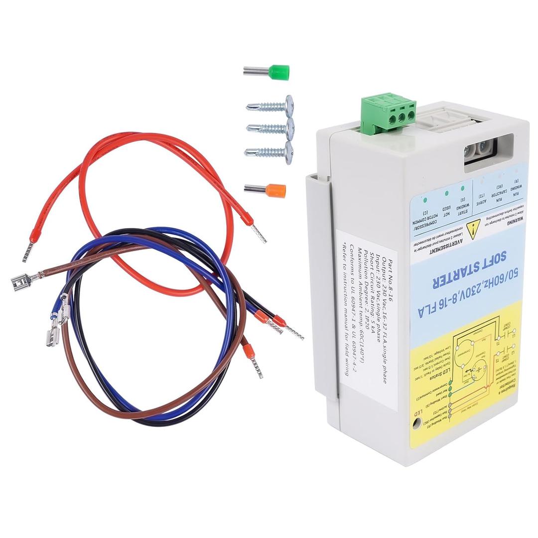 8-16A AC Soft Starter Motor Protection Reverse Motor Protection Works with Most Residential Ac Units Between 1.75-3.5 Ton for Utility or Generator Power