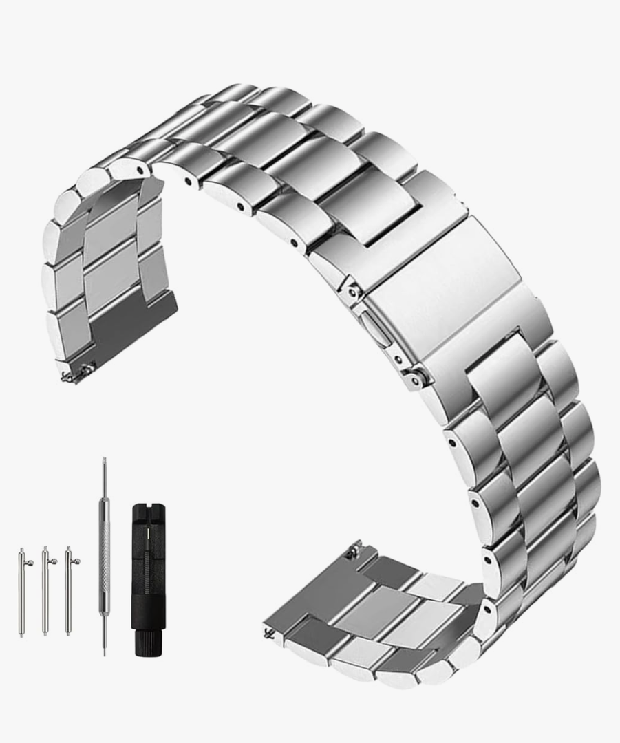 Quick Release Stainless Steel Watch Band Matte Brushed Metal Watchband 14mm 16mm 18mm 20mm 22mm 24mm Universal Solid Stainless Steel Metal Smartwatch Bracelet Replacement Band for Men Women