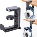 Coolpow Gaming Headphone Stand for Desk360RotatingPC Headset Holder for Desk Hook Mount, Headset Stand Holder Clip Under Desk Headphone Hanger for Airpods Max, HyperX, Sennheiser All Headphone Size (Black)