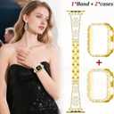 Bling Metal Band and Case for Apple Watch Bands for Women 40mm 41mm 38mm 42mm 44mm 45mm 46mm,Clover Diamond Sparkle Bracelet Dressy Strap with Cover for iWatch Band Series 11 10 9 8 7 6 5 4 SE 3 2 1