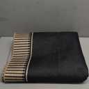 Striped Border Easy Jute Outdoor Patio Rug 3x5, Washable Entryway Rug Non Slip with Rubber Backing, Farmhouse Modern Carpet for Backyard Bedroom Living Room Kitchen, Black