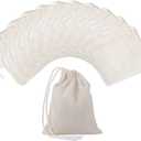 Pangda 100 Pieces 4 x 3 Inches Muslin Cotton Drawstring Bags Canvas Linen Sachet Bag for Storage Teas Spices Soaps Candy Jewellery Party Home Supplies