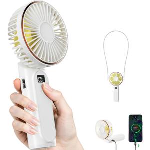TUNISE Portable Handheld Fan, Portable Fan Rechargeable, 4000mAh, 180 Adjustable, 6 Speed Wind, Display Electricity in Real Time, USB Rechargeable Foldable F an, Quiet Personal Fan with Power Bank (White)