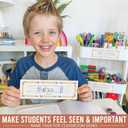 Hadley Designs Desk Name Tags for Classroom - 25 Student Desk Name Plates for Classroom Decor, 9x3 Pastel Nametags Cubby Labels Teacher Supplies, 1st 2nd 3rd Grade Kindergarten Preschool Must Haves