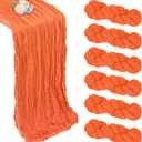 6 Pack Orange Table Runner 10ft Boho Gauze Fabric Cheesecloth Table Runner 35 x 120 Inch Rustic Sheer Runner for Holiday Baby Shower Home Dcor Party Wedding Decoration