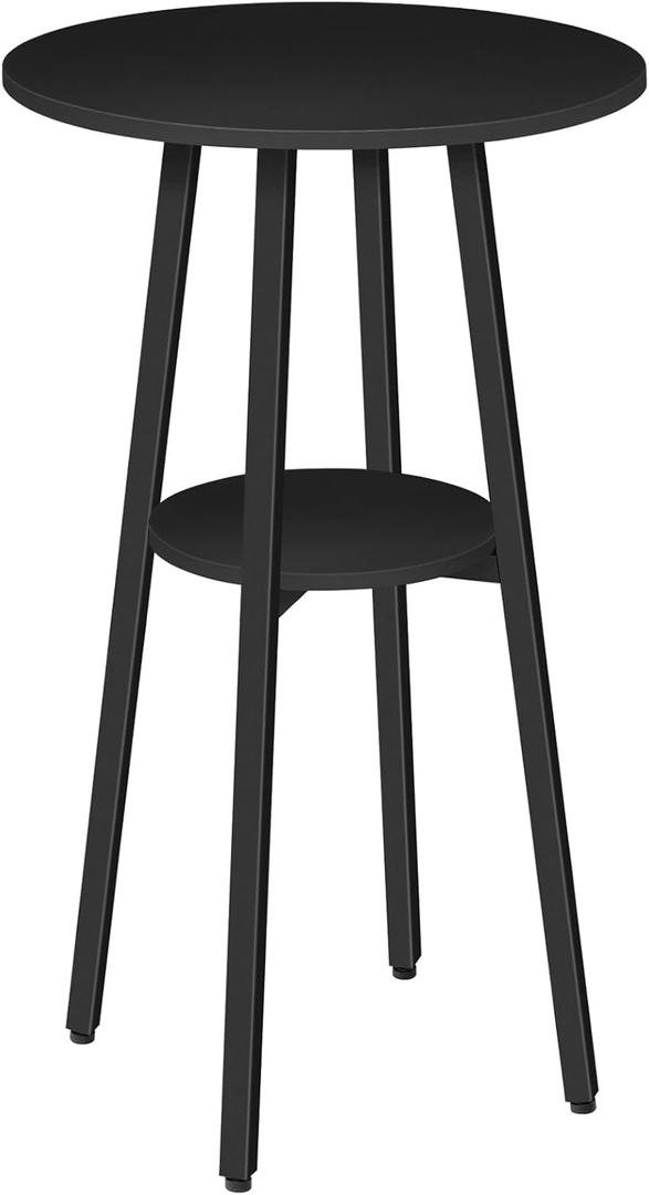 HOOBRO Bar Table, Round Pub Table, 2-Tier Bistro Table with Storage, 37.4" High Top Table for Small Spaces, Cocktail Table with Top Particleboard for Kitchen, Easy to Assemble, Black BB55BT01
