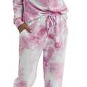 PRETTYGARDEN Women's Two Piece Loungewear Fall Casual Long Sleeve Tops Jogger Pants Pajama Sets Matching Outfits Clothing (Large, Pink)