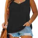 Plus Size Tank Tops for Women Summer Sleeveless Sweetheart Neck Casual Tunics Shirts (3X-Large, Black)
