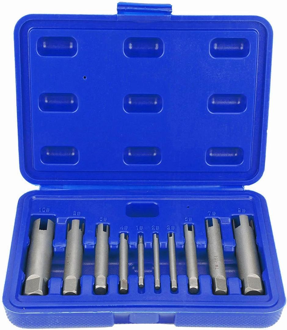 Fafeicy Tap Extractor Set, High Speed Steel Steel Broken Head Taps Remover, Stripped Screw Tap Extractor Set, for Removing Screws and Bolts(ten-piece set), Broken Wire Extractor