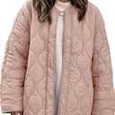 PEHMEA Women's Oversized Lightweight Quilted Jacket Button Down Fall Winter Coats Puffer Padded with Pockets (Pink), S