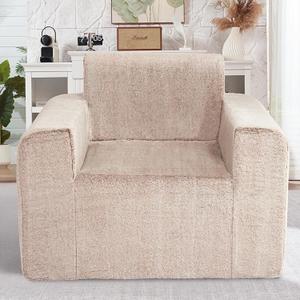 HABUTWAY Bean Bag Chair, Giant Bean Bag Chairs for Adults and Kids, Plush Fluffy Bean Bag Counch with Filler and Armrest, Stuffed Big Accent Sofa Lounge Floor Sofa for Living Room and Bedroom (Khaki)