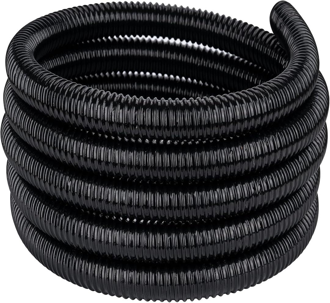 Pond Tubing 2 20ft- Black Corrugated Flexible PVC Hose, Kinkproof & Strong for Garden Ponds, Waterfall Sump Pump Pond Hose