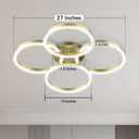 30W Modern LED Ceiling Light, 27 Inch 4 Ring Design, 3500K - 6500K Dimmable, 1500LM - 3000LM, Flush Mount, for Kitchen, Bedroom, Living Room and More, Remote & App Control (Gold)