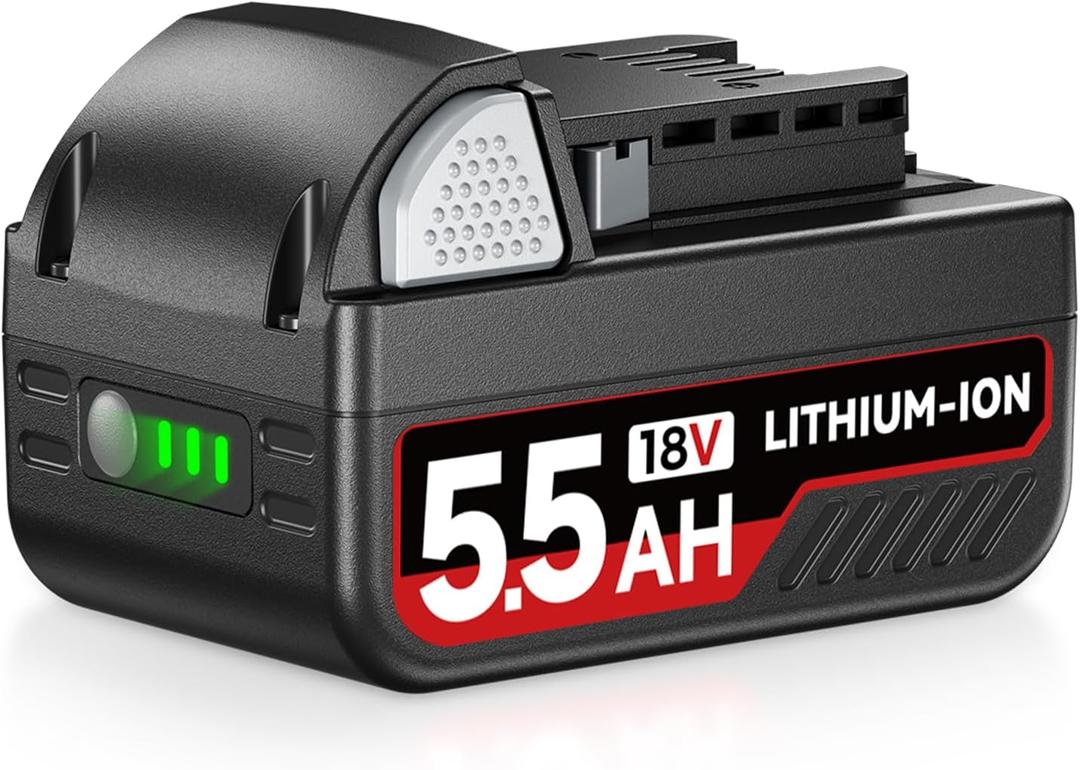 5.5Ah Li-ion Replacement for Milwaukee 18V Battery Compatible with Milwaukee Battery for Power Tool with LED Indicator 48-11-1812 48-11-1850 48-11-1852 48-11-1862