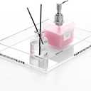 DINGHUO Acrylic Perfume Bathroom Vanity Counter Tray, Clear 9.45"x7.09"x1.38" Rectangle Countertop Organizer for Jewelry Candles Soap Makeup Toilet Tank Kitchen - 1 Pack