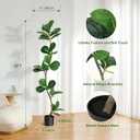 GarveeHome Artificial Fiddle Leaf Fig Tree - 5 ft Fake Plant with Black Nursery Planter, Large Fake Tree for Home or Office Decor - Artificial Plants Indoor Outdoor, Housewarming Gift