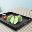 DILLMAN Serving Tray Large Black Wood Rectangle Food Tray Butler Tray Breakfast Tray with Handles (Large+Small)